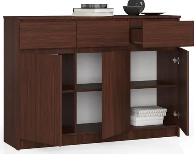Image de Akord Commode 3 Portes 3 Tiroirs Wengé 138X40X99