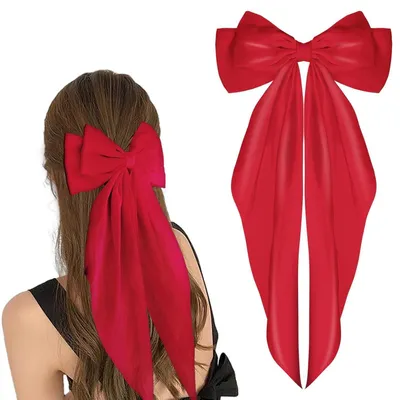 Produktbild von Haarspangen Satin Seidige Schleife langer Schwanz Metall-Haarnadeln Haarschmuck