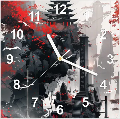 Produktbild von Wanduhr aus Glas mit Motiv Mystischer Tempel- 30 x 30 cm - inkl. Aufhängesystem