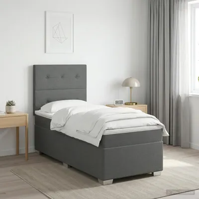 Immagine prodotto di vidaXL Letto a molle con materasso grigio scuro 100 x 200 cm in tessuto