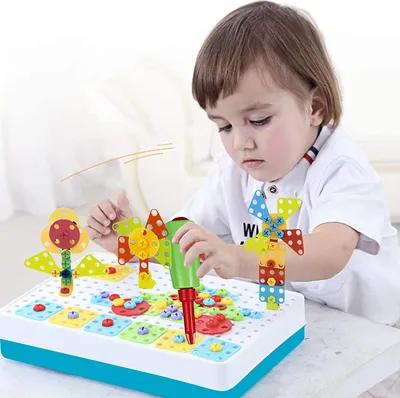 Obrázok produktu pre Stavebnica 3D puzzle, detské stavebné kocky s otvormi, kreatívna hračka "vlastnoručne", hračky pre deti, dievčatá a chlapcov (193 ks)