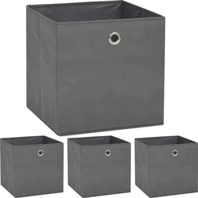 Produktbild von Aufbewahrungsboxen 4 Stk. Vliesstoff 32x32x32 cm Grau