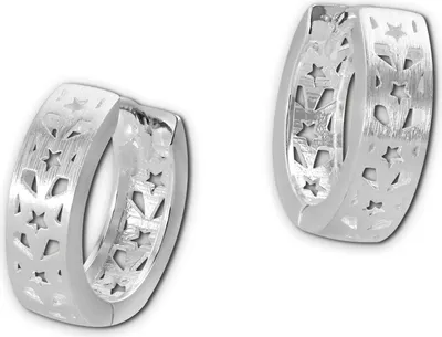 Imagen del producto de Aretes tipo creole de plata, diseño de estrellas, 15 mm, para mujer, modelo SDO4279M