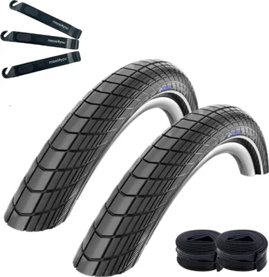Produktbild von 2 x Schwalbe Big Apple RaceGuard Fahrradreifen mit Reflex 55-406 ( 20 x 2,15 ) + 2 x Schwalbe Schlauch DV7 inkl. maxxi4you Reifenheber