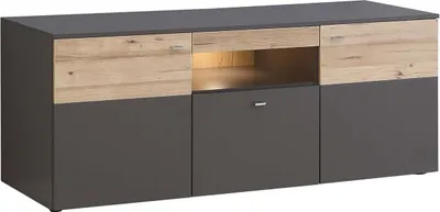 Produktbild von LATINA TV-Lowboard inkl. Beleuchtung Planked Eiche / Grau