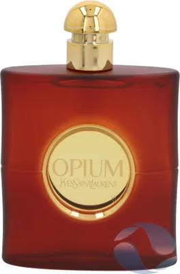 A bottle of Yves Saint Laurent Opium perfume.