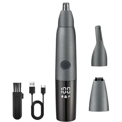 Produktbild von Wiederaufladbarer Nasenhaartrimmer, 3 in 1 Elektrischer Rasierer, für Herren, Augenbrauenschneider mit LED-Anzeige, wasserdicht