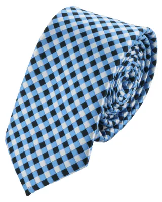 Produktbild von Fabio Farini - 1 Stück karierte Herren Schlips - Krawatte in 6cm oder 8cm Breite Schmal (6cm), Schwarz/Hellblau/Silber