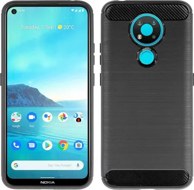 Obrázek produktu pro cofi1453® Silikonové pouzdro Bumper Carbon kompatibilní s Nokia 3.4 Case TPU Soft Mobile Phone Case Cover Ochranný kryt černý
