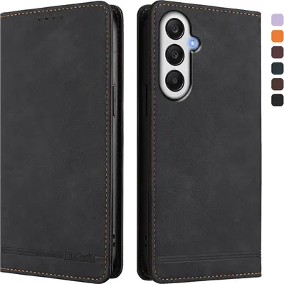 Image de Etui pour Samsung Galaxy A05S, étui rétro en cuirPolyuréthaneavec support et fentes pour cartes de crédit Noir