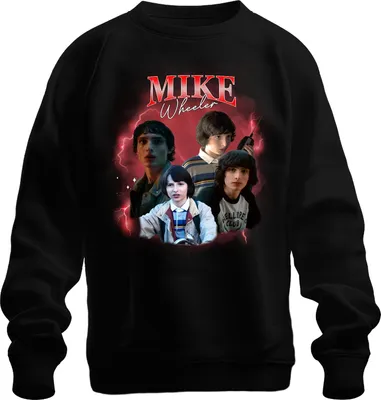 Produktbild von Mike Wheeler Stranger Fan Geschenk Hawkins 80er Retro 90er Bootleg Uni Sweatshirt Pullover, Schwarz, S