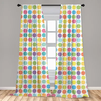 Immagine prodotto di Abakuhaus, tende per finestre, cerchi arcobaleno disegnati a mano, set da 2 pannelli, 150 x 245 cm