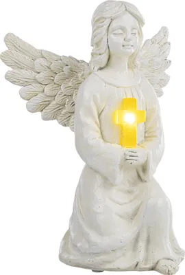 Produktbild von LED-Solarengel - Schutzengel mit Kreuz - Gartendekoration - Weihnachtsengel – Grabschmuck – 1x warm-weiß LED – 16x14x22,5 cm