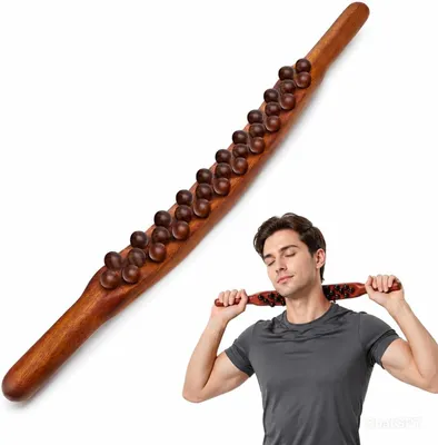 Produktbild von Holz-Gua-Sha-Massagegerät, Holzmassagegerät mit 31 Massagekugeln