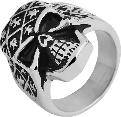Produktbild von Akzent Herren-Ring aus Edelstahl, Totenkopf, silberfarbig/ schwarz