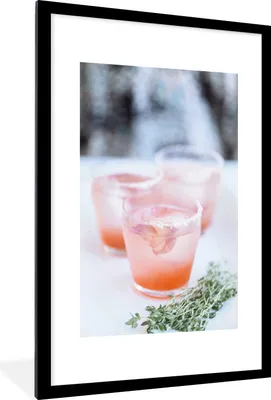 Produktbild von MuchoWow® Gerahmtes Poster Nahaufnahme von Cocktails mit frischen Kräutern 60x90 cm - Poster mit Schwarzem Bilderrahmen Wandposter Rahmen Foto Bilder - Dekoration - Wandposter Wohnzimmer - Hochwertig