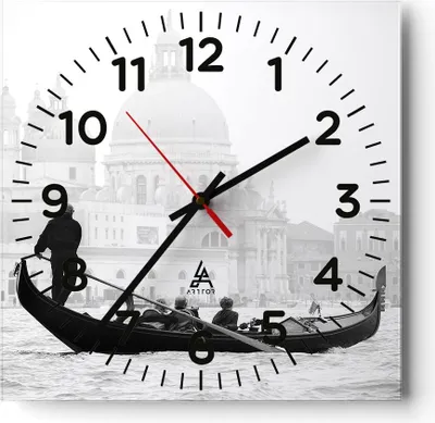 Produktbild von Wanduhr - Quadrat - Glasuhr - Venedig Basilika - 30x30cm - Schleichendes Uhrwerk - Lautlos - zum Aufhängen bereit - Dekoration Modern - Wanddekoration aus Glas - C4AC30x30-3563