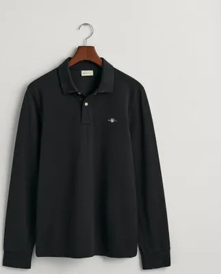 Produktbild von GANT Regular Shield Langarm-Pique-Poloshirt, Schwarz XL
