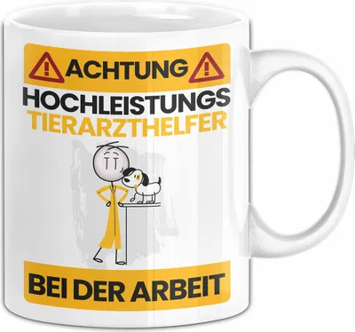 Produktbild von Tierarzthelfer Tasse Geschenk Lustiger Spruch Geschenkidee für Tierarzthelfer Achtung Hochleistungs Tierarzthelfer Bei Der Arbeit (Weiß)