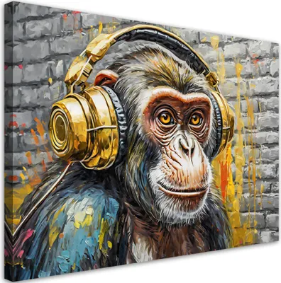 Produktbild von Leinwandbild Małpa Dj 90x60 Feeby Gelb bild für die wand bereit zum aufhängen