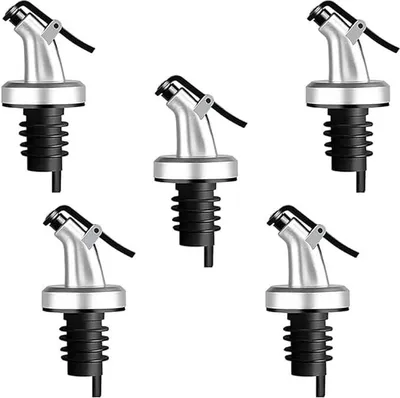 Immagine prodotto di Versatore per bottiglie argento opaco con tappo in plastica in set di 5 pezzi