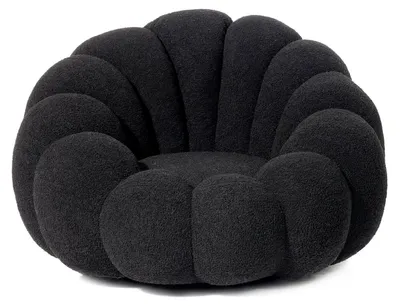 Image de MENZZO Fauteuil design coquillage Arielina Tissu bouclette Noir