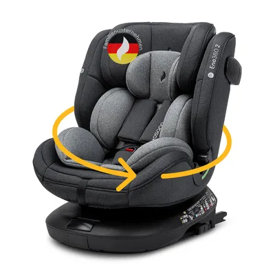 Produktbild von Osann Eno360 2, Kindersitz 360 drehbar mit Isofix 40-150 cm, Reboarder mit Isofix und Top-Tether – Dark Grey Melange
