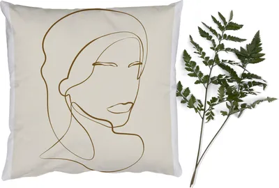 Produktbild von MuchoWow® Zierkissen Sofakissen Wohnzimmer Dekokissen 60x60 cm Frauen - Text - Zitate - Linienkunst - Sitzfläche - Foto Polster