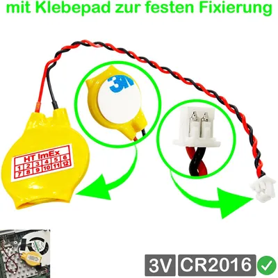 Produktbild von RTC CR2016 BIOS Batterie CMOS Knopfzelle Akku Battery mit Steckerkabel für Lenovo Pro 5-16ACH6 (82JS006EGE), Pro 5-16ARH7H (82RGCTO1WW)