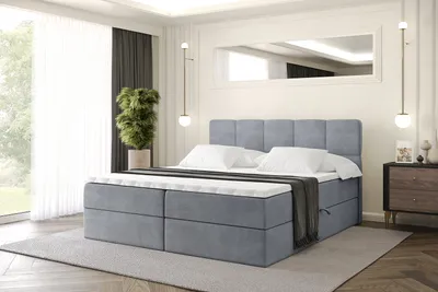 Produktbild von ALTDECOR Boxspringbett mit Matratze und Lattenrost, Topper, Polsterbett mit Bettkasten, Bett mit Stauraum H4-Matratze, Doppelbett, Boxbett  - LIRO - 160x200 - Grau Casablanca