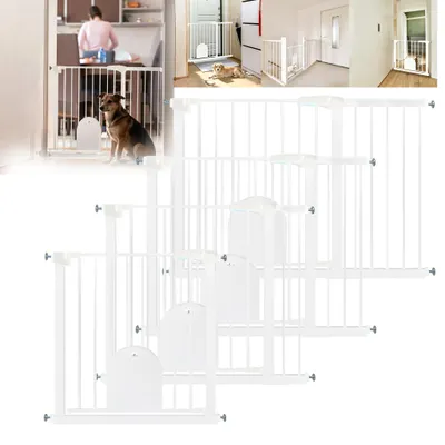 Produktbild von XINZI Haustier‑Türgitter ohne Bohren 75‑85cm Weiß, Treppengitter mit Haustiertür, Auto‑Close & Keep‑Open Funktion