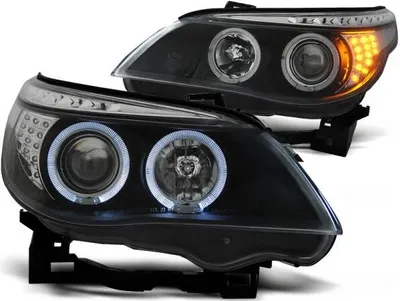 Produktbild von LED Angel Eyes Scheinwerfer passend für BMW 5er E60/E61 03-07 schwarz mit LED Blinker