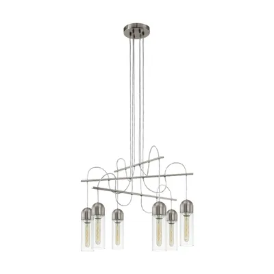 Produktbild von EGLO LED Hängelampe Zacharo, Pendelleuchte Esstisch, Stahl in nickel-matt, Glas in klar E27 Fassung