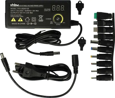 Produktbild von vhbw Universal Netzteil für Elektrogeräte - AC/DC Netzadapter mit 10 Steckern, Micro USB, USB C, diverse Rundstecker, 5-24 V, 0,1-2,5 A