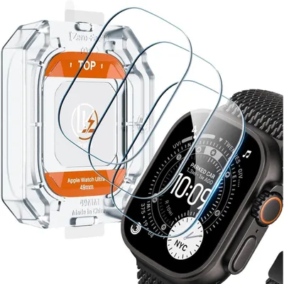 Produktbild von Displayschutzfolie 3 Stück für Apple Watch Ultra 3/2/Ultra 49mm, Kratzfest, Blasenfrei, HD, 9H Panzerglas, Transparent
