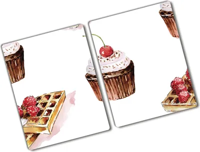 Produktbild von Tulup Glas Herdabdeckplatte - 2x40x52 cm - Glaskeramikkochfeld-Abdeckung Spritzschutz Glasabdeckplatte Kochplattenabdeckung und Schneidebrett - Zweiteilig - Essen & Getränke - Dessert - Rot
