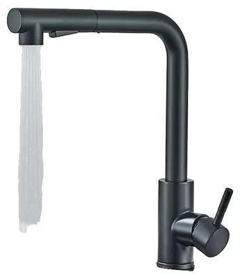 Obrázek produktu pro Kuchyňská baterie, výsuvný výtok, pákový design, černá