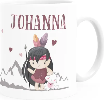 Produktbild von Kindertasse Boho Indianerin personalisierte Namenstasse für Kinder Mädchen SpecialMe® weiß Keramik-Tasse