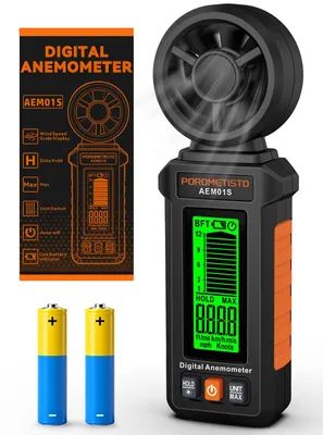Handheld-Anemometer mit 3-Farben-Alarm, 0,70–30,00 m/s, kompakt