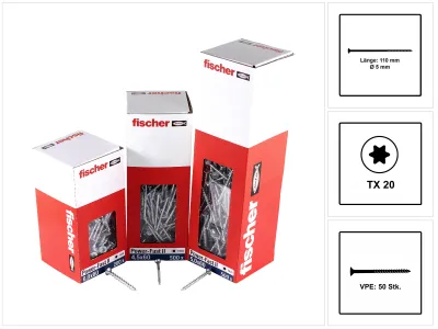 Obrázok produktu pre Fischer 670673, Skrutka, Kov, Drevo, Univerzálny nástroj, Čiastočný závit, plochá hlava