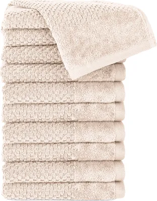 Produktbild von Pure Label 10-TLG Gästehandtücher 30x50 cm mit Aufhängeschlaufe aus 100% Baumwolle, saugstark und weich | 10 Gästehandtücher Creme, 30x50cm