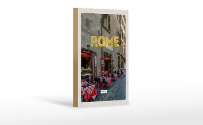 Produktbild von Holzschild Reise 12x18 cm Rom Italien Restaurante Gebäude