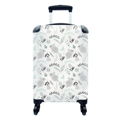 Produktbild von MuchoWow® Koffer Handgepäck Trolley Rollkoffer Kleine Reisekoffer mit 4 Rollen - Kaninchen - Muster - Frühling - Cabin Size < 55x40x23 cm & 55x40x20 cm - Fotokoffer - Kabinenkoffer - Boardgepäck - Reise-Box - Reisekoffer - Reisegepäck - Koffer mit Bild - Trolley für Kinder