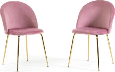 Immagine prodotto di Set di 2 sedie da pranzo imbottite, gambe in metallo, design elegante per cucina, sala da pranzo, bar e ristoranti SARA - Rosa/Oro