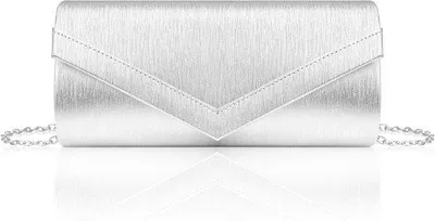 Immagine prodotto di Eleganti pochette da donna, pochette a doppia apertura, color argento, , 22x10,5x5 cm, per matrimoni, feste, appuntamenti