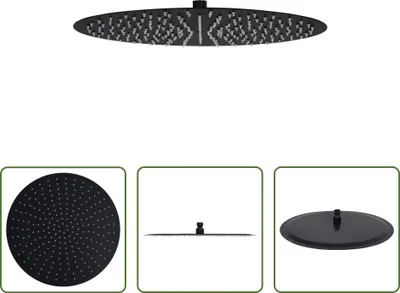 Produktbild von The Living Store Regenbrause Edelstahl 40 cm Rund Schwarz