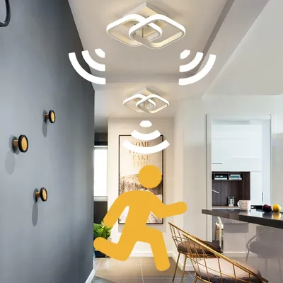 LED-Deckenleuchte mit Bewegungsmelder, 22 W, warmweiß, 24x24x9 cm