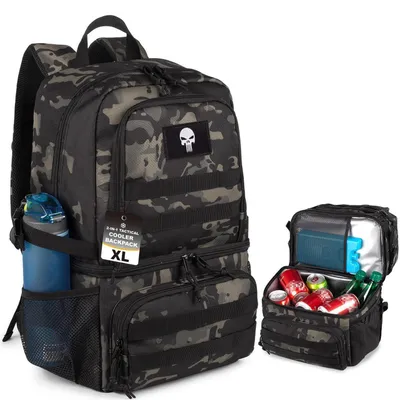 Immagine prodotto di Zaino termico da uomo, doppio scomparto, nero, motivo camouflage, 30x20x47 cm