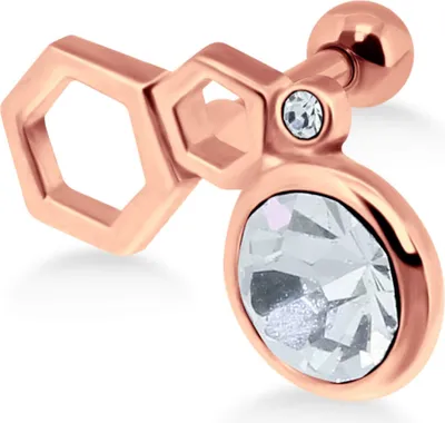 Produktbild von Helix Ohrpiercing Wabenförmig 925 Sterling Silber in verschiedenen Farben mit Kristall Material - Silber rosévergoldet Verschlusskugel - 4 mm