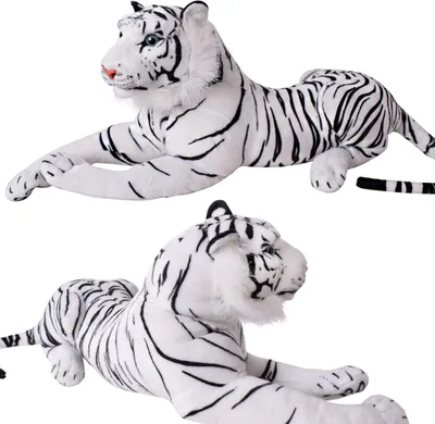 Produktbild von TE-Trend Kuscheltier 80 cm Plüschtier weißer Tiger Deko Stofftier Raubkatze